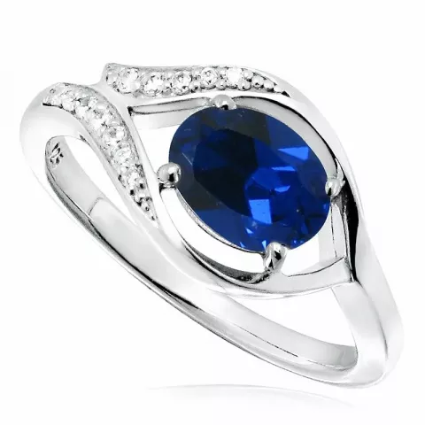 blå ring i silver