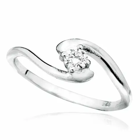 sandblåst zirkon ring i silver