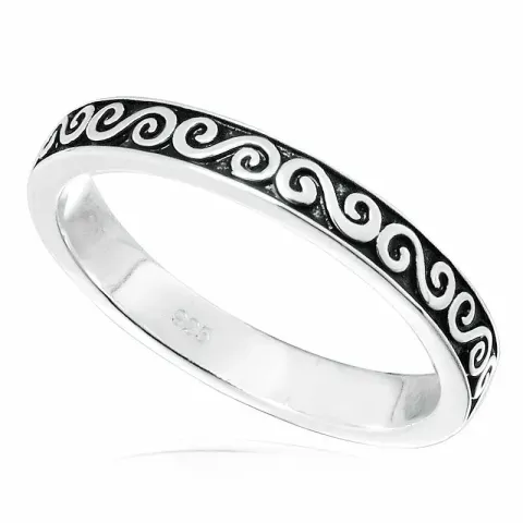 Billig silver ring i oxiderat sterlingsilver med silver