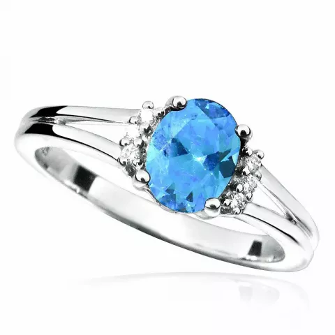 oval blå zirkon ring i silver