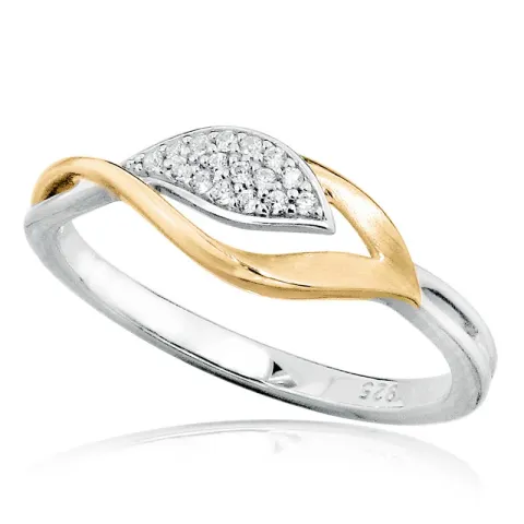 vit zirkon ring i silver med förgyllt silver