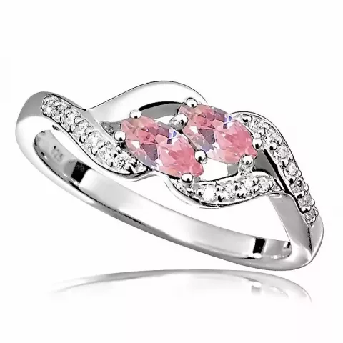 Förtjusande rosa ring i rhodinerat silver