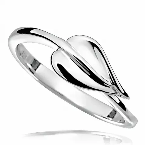 Elegant blad ring i rhodinerat silver