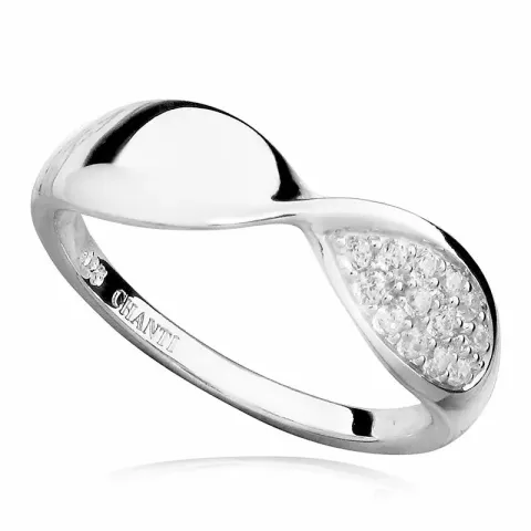 abstrakt vit zirkon ring i rhodinerat silver