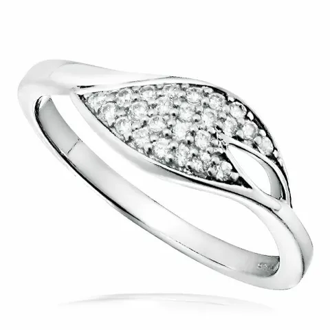 blad vit zirkon ring i rhodinerat silver