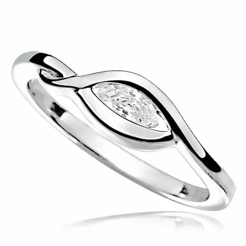 oval vit zirkon ring i rhodinerat silver