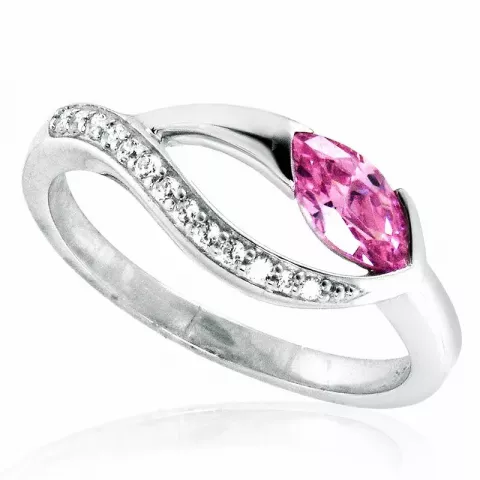 rosa zirkon ring i rhodinerat silver