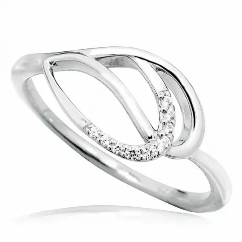 Elegant droppe vit zirkon ring i rhodinerat silver