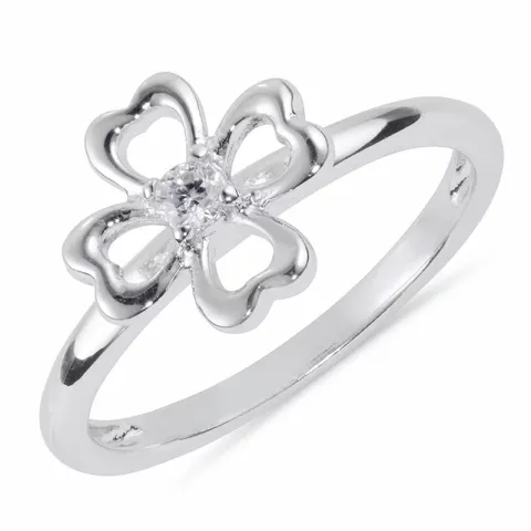 blommor vit ring i rhodinerat silver