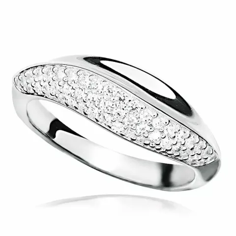 Bred vit zirkon ring i rhodinerat silver