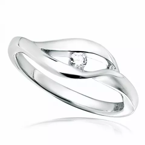 abstrakt vit zirkon ring i rhodinerat silver