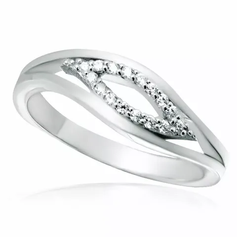 Elegant vit zirkon ring i rhodinerat silver