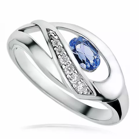 blå zirkon ring i rhodinerat silver