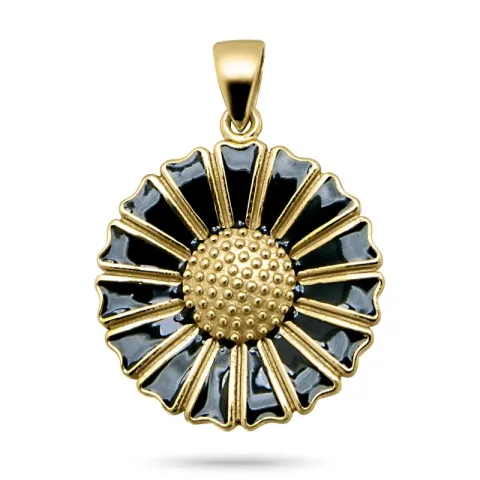 18 mm sort prästkrage hanger i förgyllt silver