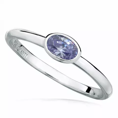 oval lila zirkon ring i rhodinerat silver
