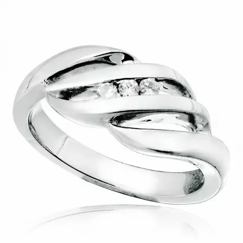 Skulptural vit zirkon ring i rhodinerat silver