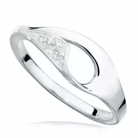 abstrakt vit zirkon ring i rhodinerat silver