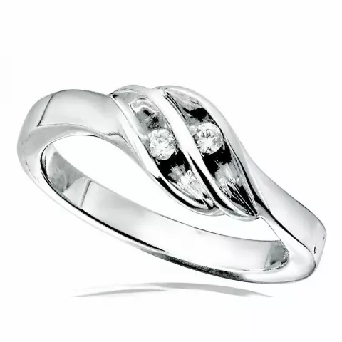 Förtjusande abstrakt vit zirkon ring i rhodinerat silver