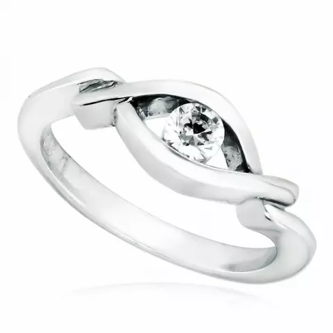 Elegant vit zirkon ring i rhodinerat silver