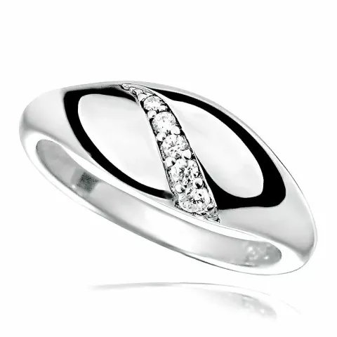 Bred vit zirkon ring i rhodinerat silver