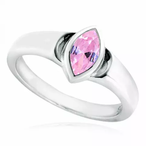 oval rosa zirkon ring i rhodinerat silver
