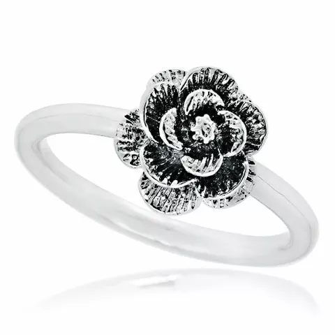 blommor ring i rhodinerat silver