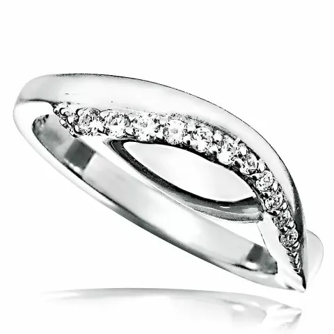 Elegant abstrakt vit zirkon ring i rhodinerat silver