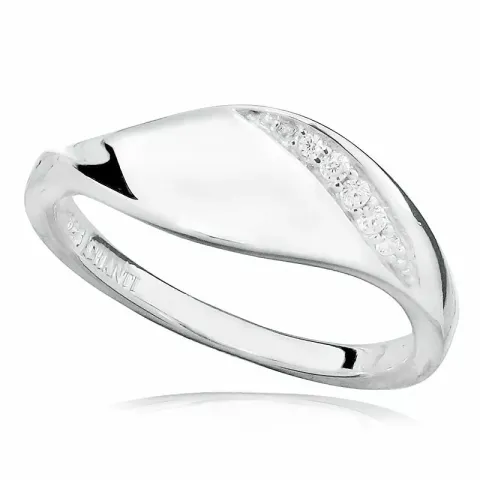 Elegant abstrakt vit zirkon ring i rhodinerat silver