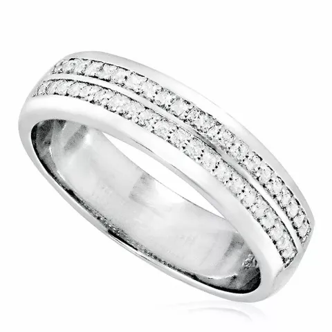 Enkel vit zirkon ring i rhodinerat silver