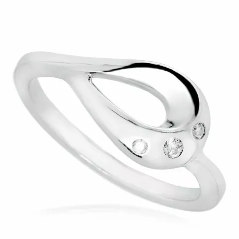 Enkel droppe vit zirkon ring i rhodinerat silver