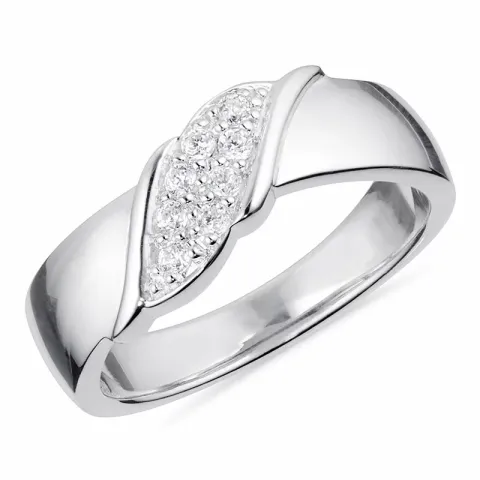 Vit zirkon ring i rhodinerat silver