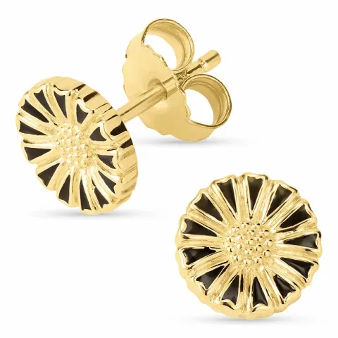 7,5 mm prästkrage svarta örhängestift i förgyllt silver