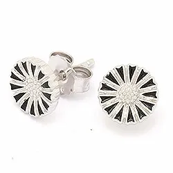 7,5 mm prästkrage svarta örhängestift i silver