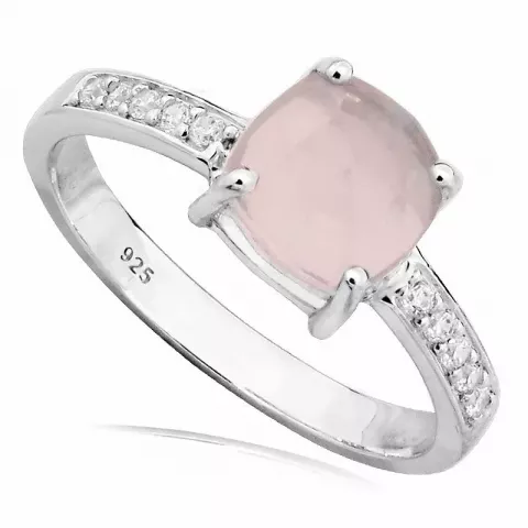 Fyrkantigt rosa månsten ring i silver