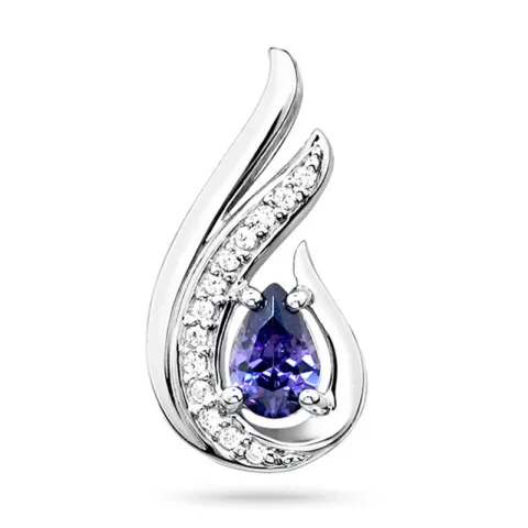 abstrakt zirkon hängen i silver