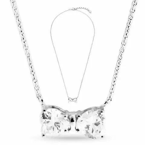 rosett vit zirkon halsband i rhodinerat silver