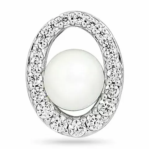 Elegant ovalt hängen i rhodinerat silver