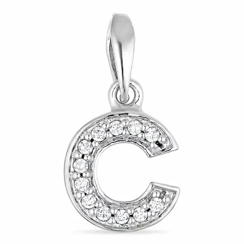 bokstav c zirkon hängen i silver