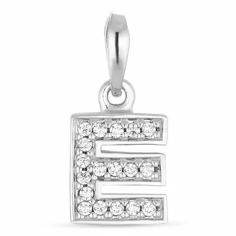 bokstav e zirkon hängen i silver