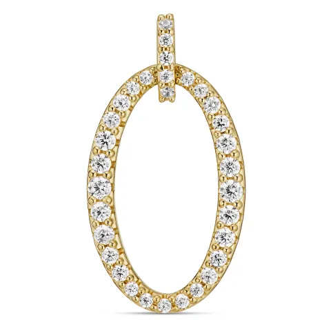 ovalt zirkon hängen i förgyllt silver