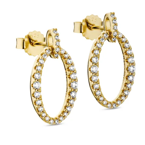 ovala zirkon örhängen i förgyllt silver