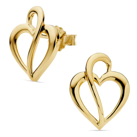 hjärta örhängen i förgyllt silver