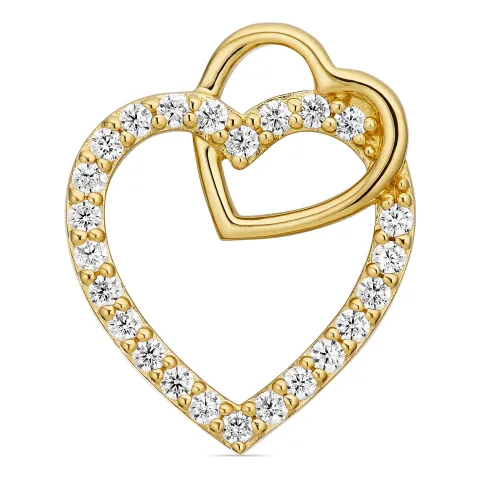 hjärta zirkon hängen i förgyllt silver