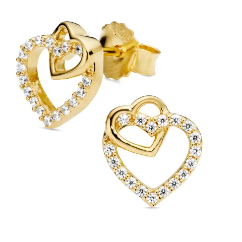 hjärta zirkon örhängen i förgyllt silver