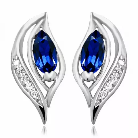 abstrakt blå örhängestift i silver