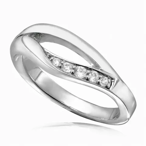 Enkel zirkon ring i rhodinerat silver