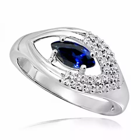 Ringar: blå safir ring i rhodinerat silver