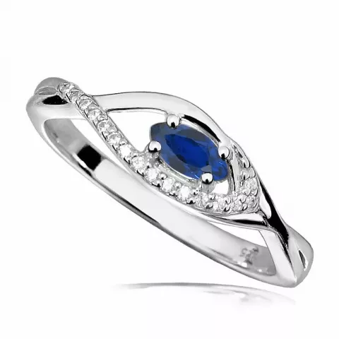 blå ring i rhodinerat silver