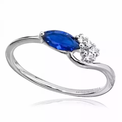 blå ring i rhodinerat silver