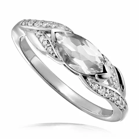 Elegant vit zirkon ring i rhodinerat silver